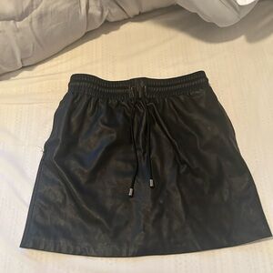 Topshop Black Faux Leather Drawstring Mini Skirt